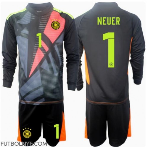 Camiseta Alemania Manuel Neuer #1 Portero Primera Equipación para niños Eurocopa 2024 manga larga (+ pantalones cortos)